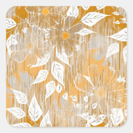 Adesivo Quadrado Padrão floral elegante.