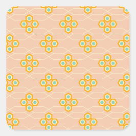 Adesivo Quadrado Padrão floral hexagonal de fundo de pêssego