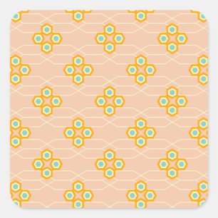 Adesivo Quadrado Padrão floral hexagonal de fundo de pêssego