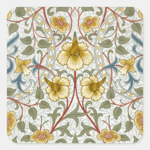 Adesivo Quadrado Padrão Floral Narciso William Morris