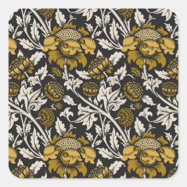 Adesivo Quadrado Padrão floral ornamentado com grandes flores doura
