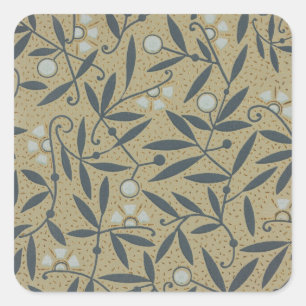 Adesivo Quadrado Padrão floral ornamentado com videiras azuis escur