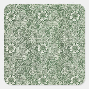 Adesivo Quadrado Padrão floral ornamentado de flores brancas & folh