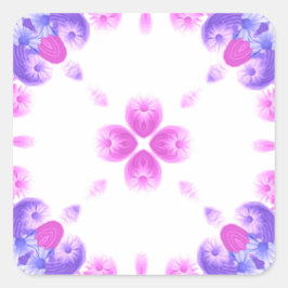 Adesivo Quadrado Padrão Floral Rosa Roxo e Azul