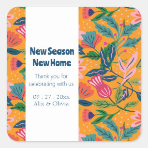Adesivo Quadrado Padrão Floral Tropical Moderno