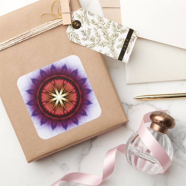 Adesivo Quadrado Padrão fractal simbólico místico (Presentear)