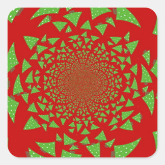 Adesivo Quadrado Padrão Fractal Vermelho e Verde