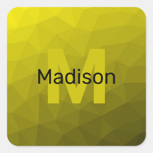 Adesivo Quadrado Padrão geométrico amarelo-ombre Monograma