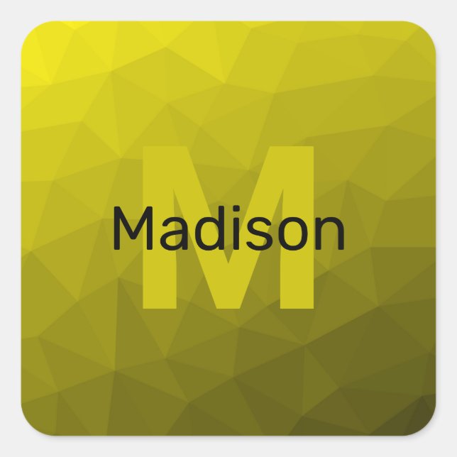 Adesivo Quadrado Padrão geométrico amarelo-ombre Monograma (Frente)