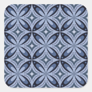 Adesivo Quadrado Padrão Geométrico Azul Estilo Retro