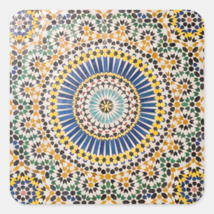 Adesivo Quadrado Padrão geométrico de azulejos, Marrocos