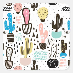 Adesivo Quadrado Padrão Geométrico Moderno do Cactus