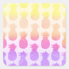 Adesivo Quadrado Padrão Girly Topical Rainbow Summer Pineapple
