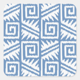 Adesivo Quadrado Padrão Ikat Aztec - Azul-Céu e Branco