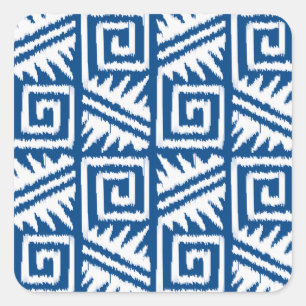 Adesivo Quadrado Padrão Ikat Aztec - Azul Cobalto e Branco