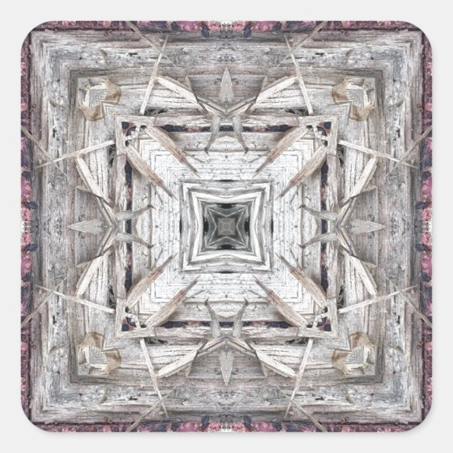 Adesivo Quadrado Padrão Inspirado Aztec bonito Tingido Rosa (Frente)