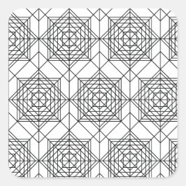 Adesivo Quadrado Padrão linear de Abstrato branco e preto da vinhet