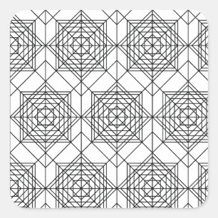 Adesivo Quadrado Padrão linear de Abstrato branco e preto da vinhet