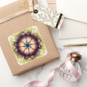 Adesivo Quadrado Padrão mágico floral místico