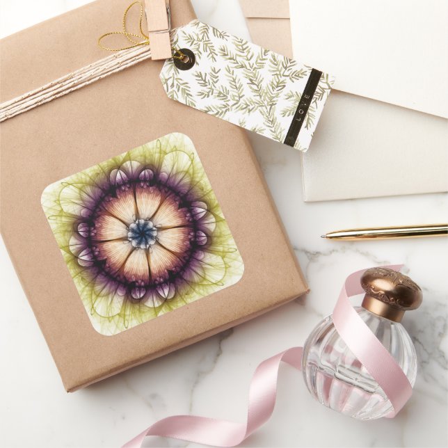 Adesivo Quadrado Padrão mágico floral místico (Presentear)