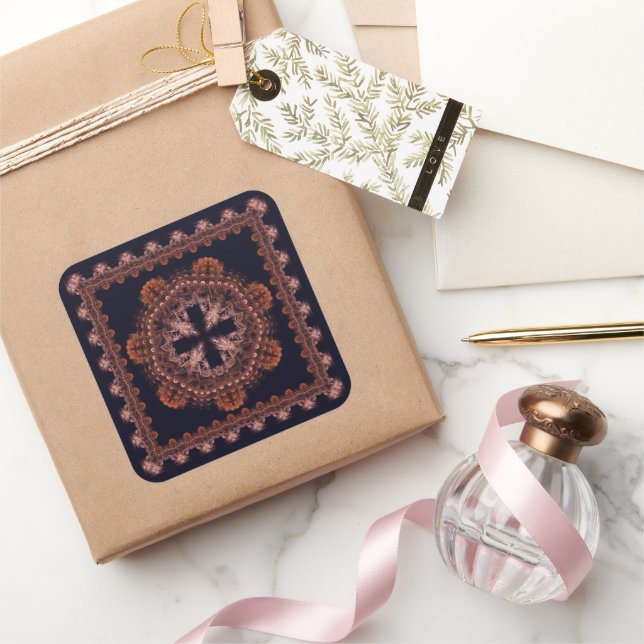 Adesivo Quadrado Padrão mágico simbólico cruzado fractal (Presentear)