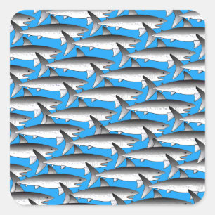 Adesivo Quadrado Padrão Megalodon em Azul