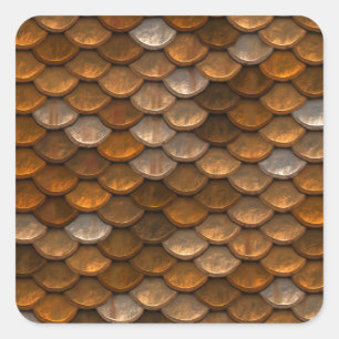 Adesivo Quadrado Padrão Metálico de Bronze Dourado de na moda