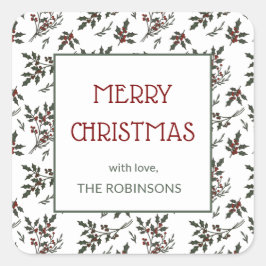 Adesivo Quadrado Padrão Moderno das Berries Botânicas de Natal Holl
