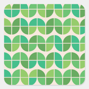 Adesivo Quadrado Padrão Moderno de Meados do Século com verde geomé