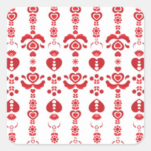 Adesivo Quadrado Padrão moderno de rosemaling de Natal escandinavo