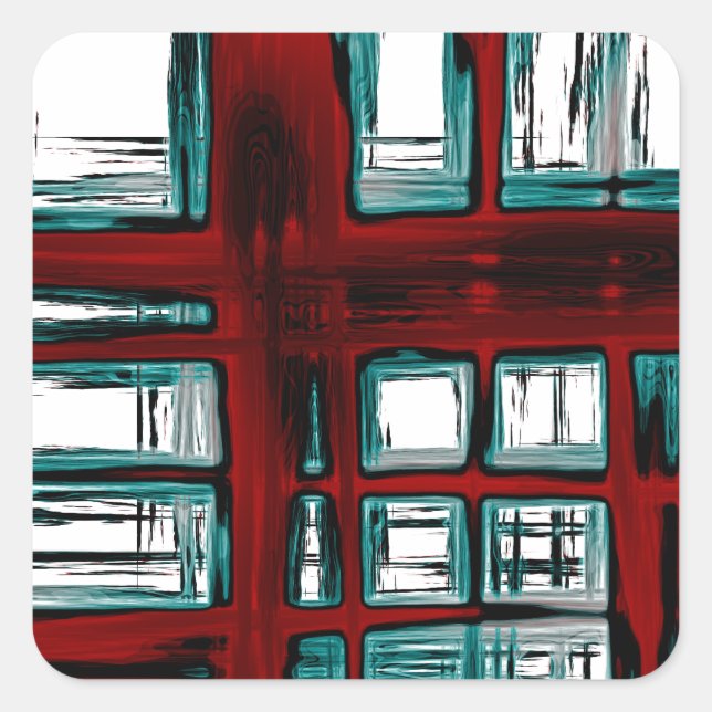 Adesivo Quadrado Padrão na moda Red Xadrez (Frente)