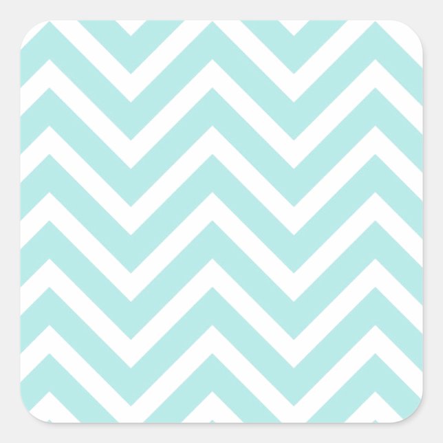 Adesivo Quadrado Padrão na moda Teal Blue Chevron (Frente)