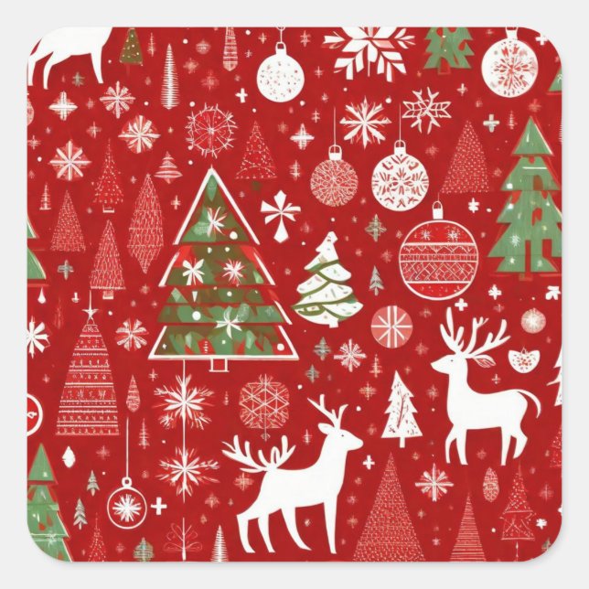 Adesivo Quadrado Padrão natalino papais noeis de neve cinza decadên (Frente)