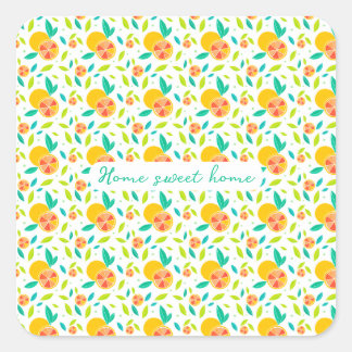 Adesivo Quadrado Padrão Personalizado De Laranjas Sweet De Aquarela