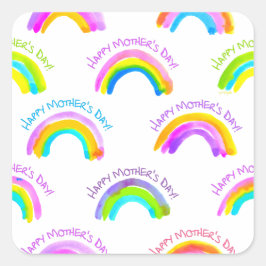 Adesivo Quadrado Padrão Rainbow Dia de as mães Feliz