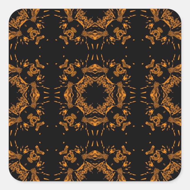 Adesivo Quadrado Padrão Retroativo de Damascos Florais de cobre Pre (Frente)