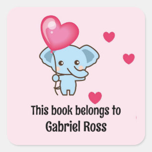 Adesivo Quadrado Padrão rosa-elefante bonito