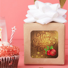 Adesivo Quadrado Padrão Rustic Felry Christmas Wooden Planks