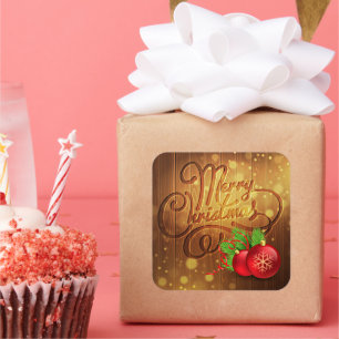 Adesivo Quadrado Padrão Rustic Felry Christmas Wooden Planks