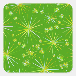 Adesivo Quadrado Padrão Sputnik de meio século, Verde-Oliva