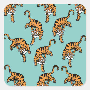 Adesivo Quadrado Padrão Tigre da Ásia