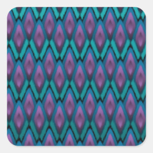 Adesivo Quadrado Padrão Tribal Ikat Zigzags e Diamantes