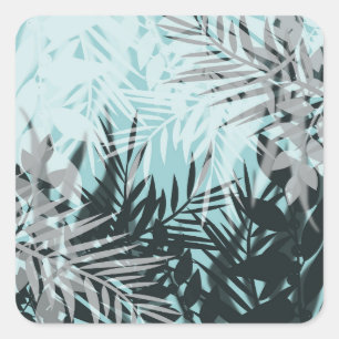 Adesivo Quadrado Padrão tropical preto azul claro