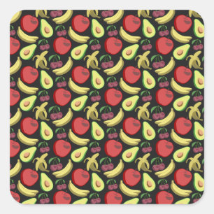 Adesivo Quadrado padrão uniforme de fruta fruta tropical colorida