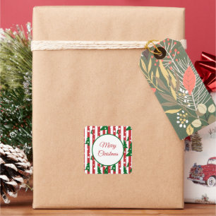 Adesivo Quadrado Padrão Vermelho Verde Árvore de Natal Moderno