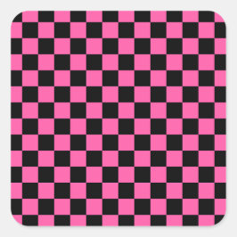 Adesivo Quadrado Padrão xadrez preto e rosa