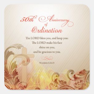 Adesivo Quadrado Padre, 50º Aniversário da Bênção da Ordenação