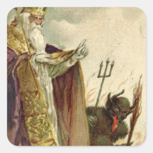 Adesivo Quadrado Padre da Forquilha do Krampus de São Nicolau