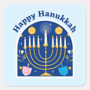Adesivo Quadrado Padrinho Festivo Feliz Hanukkah Holiday