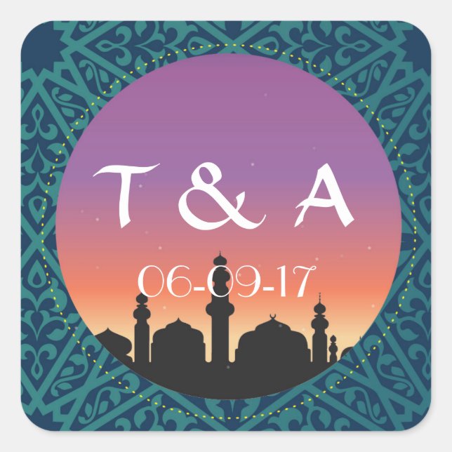 Adesivo Quadrado Padrões Árabes Espalhados Escuros Morrocanos Favor (Frente)